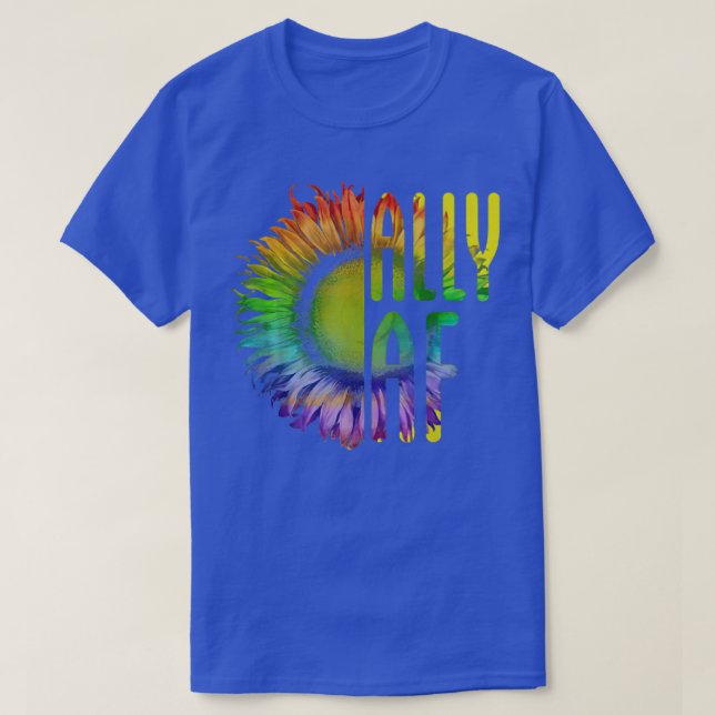 Ally AF Gay Pride Month LGBT Rainbow Sunflower  T Shirt (Design framsida)