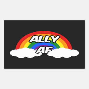 Ally AF I - Pride för HBT-Flagga, gay Trans Queer Rektangulärt Klistermärke