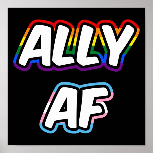 Ally AF II - Pride för HBT-Flagga, gay Trans Queer Poster (Framsidan)