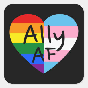 Ally AF III - Pride för HBT-Flagga, gay Trans Quee Fyrkantigt Klistermärke