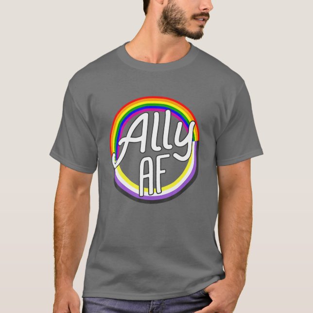 ALLY AF Nonbinary Flagga Enby NB Equality LGBT Pri T Shirt (Framsida)