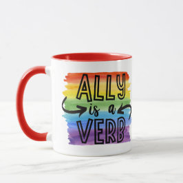 Ally är ett Verb Rainbow Watercolor LGBTQ+-Pride Mugg
