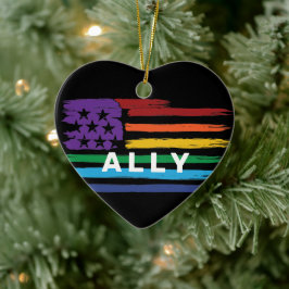 Ally Artistic Rainbow Flagga Julgransprydnad Keramik
