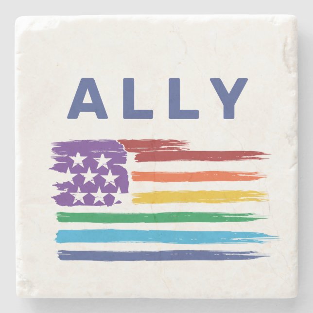 Ally Artistic Rainbow Flagga Stenunderlägg (Framsidan)