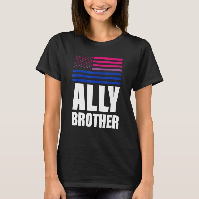 Ally Brother Bisexual Flagga Lgbt Gay pride T Shirt (Framsida)