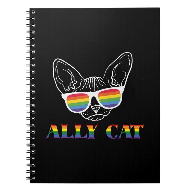 Ally Cat | Cute Cat | Regnbåge | PRIDE Anteckningsbok (Framsidan)