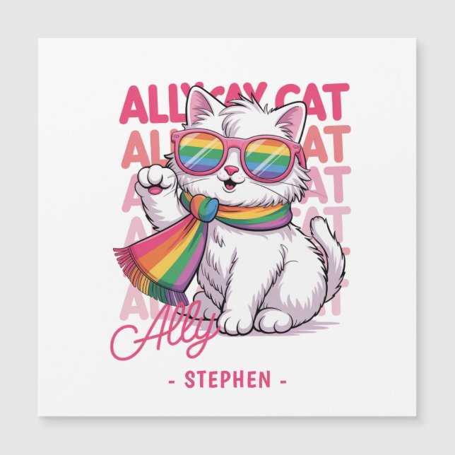 Ally Cat - Cute White Cat LGBTQ-Pride (Framsida)