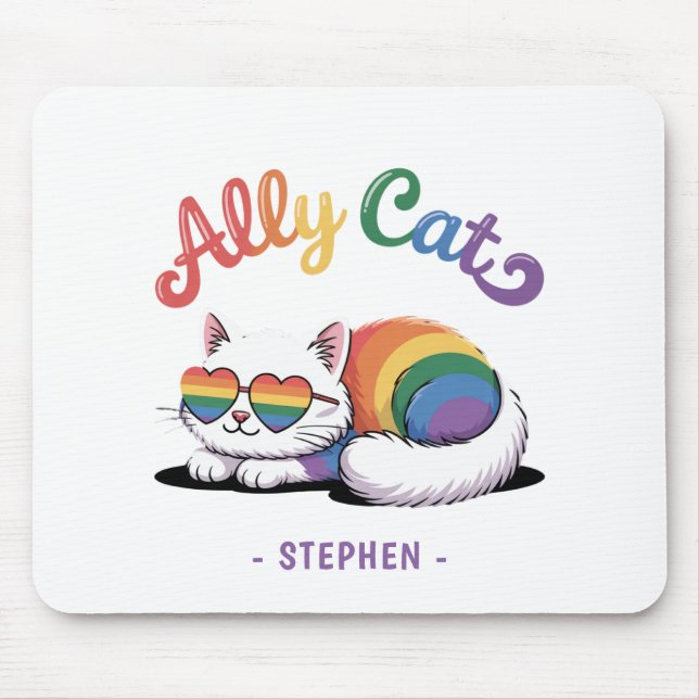 Ally Cat - Cute White Cat LGBTQ-Pride (2) Musmatta (Framsidan)