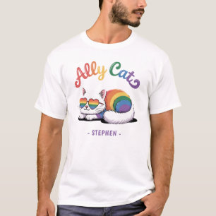 Ally Cat - Cute White Cat LGBTQ-Pride (2) T Shirt