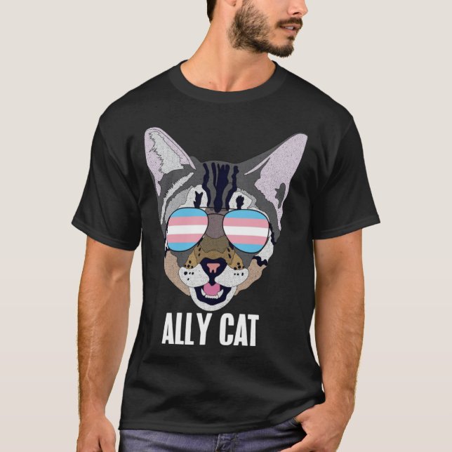 Ally Cat Funny Cat Trans Pride Pullover Hoodie T Shirt (Framsida)