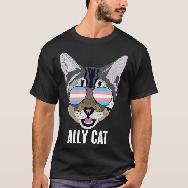 Ally Cat Funny Cat Trans Pride T Shirt (Framsida)