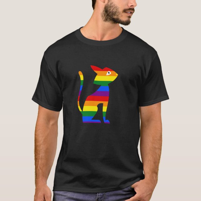 Ally Cat Gay pride HBT Rainbow Cute Long Slee T Shirt (Framsida)