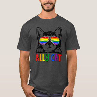Ally Cat LGBT Gay Rainbow Pride Flag Boys Men T Shirt