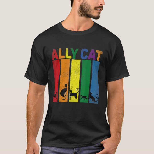 Ally Cat Lgbt Gay Rainbow Pride Flagga Ally Cat Lg T Shirt (Framsida)