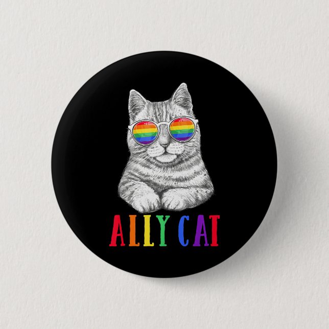 Ally Cat LGBT Gay Rainbow Pride Flagga Boys Manar Knapp (Framsida)