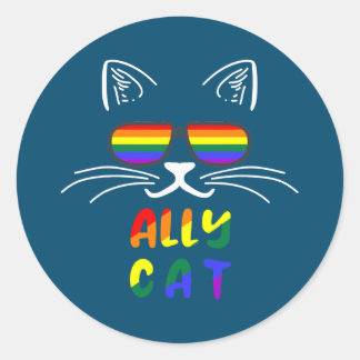 Ally Cat LGBT Gay Rainbow Pride Flagga Kittys Runt Klistermärke