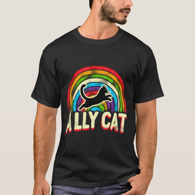 Ally Cat Lgbt Pride Cat  T Shirt (Framsida)