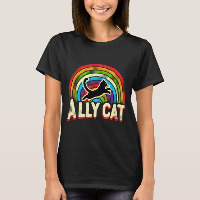 Ally Cat Lgbt Pride Cat  T Shirt (Framsida)
