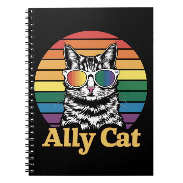 Ally Cat LGBT Rainbow Flagga LGBTQ Gift Anteckningsbok (Framsidan)