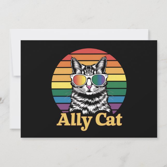 Ally Cat LGBT Rainbow Flagga LGBTQ Gift Inbjudningar (Framsida)