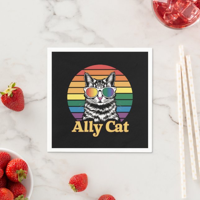 Ally Cat LGBT Rainbow Flagga LGBTQ Gift Pappersservett (Insitu)
