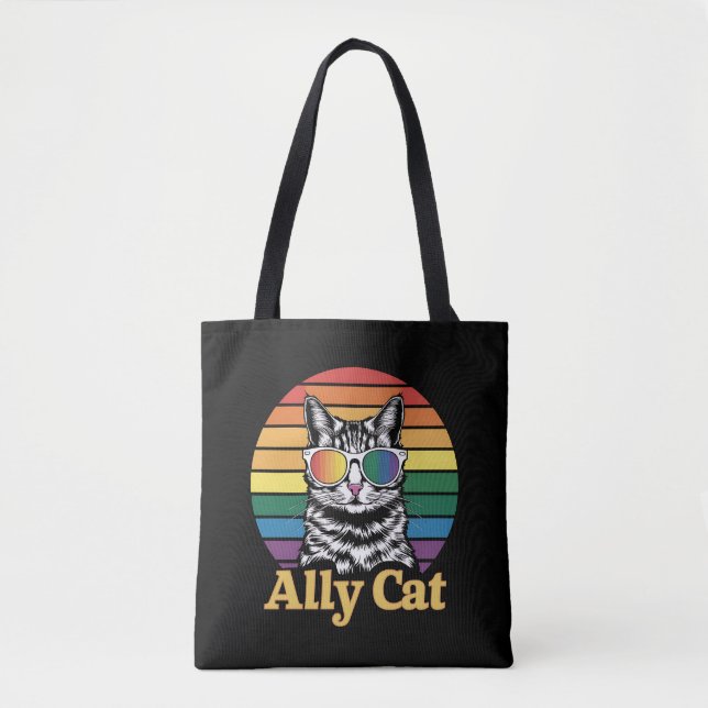 Ally Cat LGBT Rainbow Flagga LGBTQ Gift Tygkasse (Framsida)