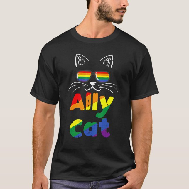 Ally Cat Pride Month Rak Ally Gay Lgbtq Lgbt T Shirt (Framsida)