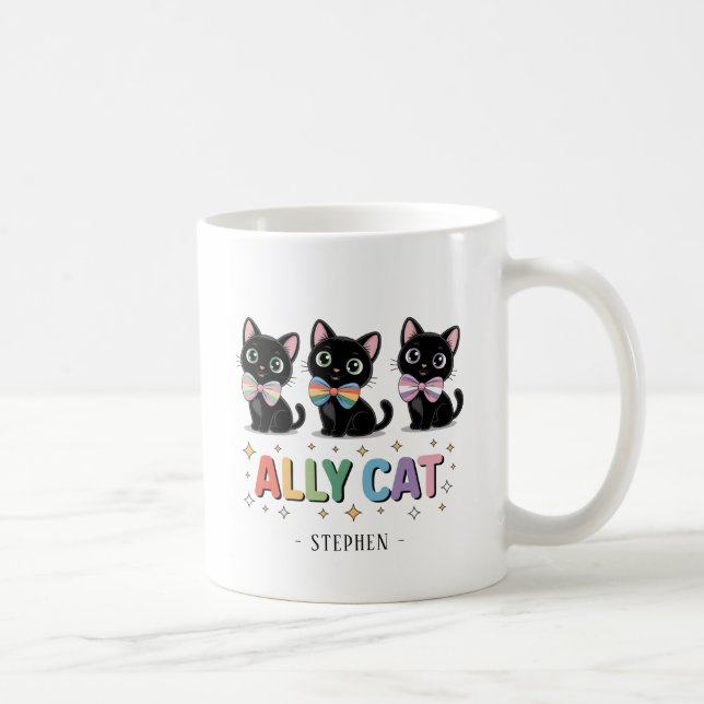 Ally Cat - Pridet Black Cat LGBTQ Kaffemugg (Höger)