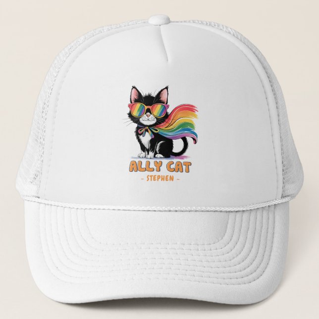 Ally Cat - Pridet Rainbow Cat LGBTQ Keps (Framsida)