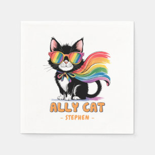 Ally Cat - Pridet Rainbow Cat LGBTQ Pappersservett