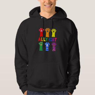 Ally Cat Purride Tass Rainbow Cat Lgbt Gay pride Hoodie