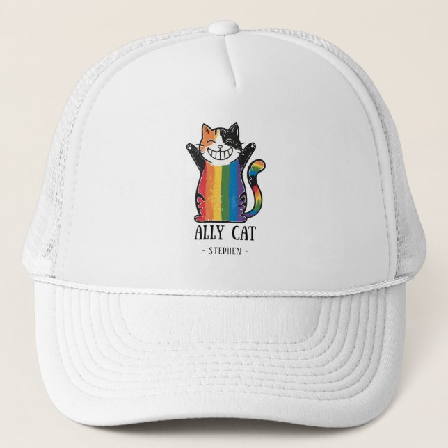Ally Cat - Rainbow Cat LGBTQ-Pride (2) Keps (Framsida)