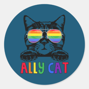 Ally Cat Rainbow Gay pride Cute LGBT Animal Pet Runt Klistermärke