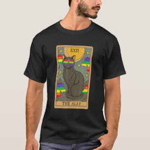 Ally Cat Rainbow Sunglass Tarot Card för Pride M T Shirt