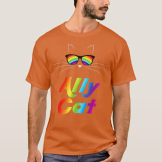 Ally Cat Rainbow Sunglasses Gay Pride Kitty Allies T Shirt