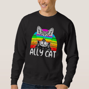 Ally Cat Rainbow Sunglasses Lgbt Gay pride Kittys Lång Ärmad Tröja