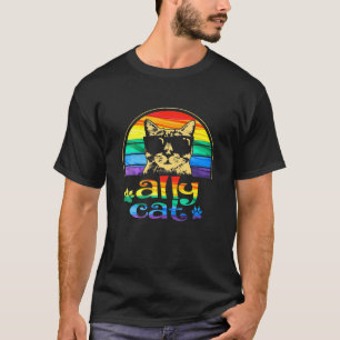 Ally Cat Rainbow Sunglasses LGBT Gay pride Kittys T Shirt