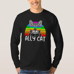Ally Cat Rainbow Sunglasses Lgbt Gay pride Kittys T Shirt