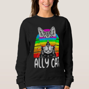 Ally Cat Rainbow Sunglasses Lgbt Gay pride Kittys T Shirt