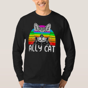 Ally Cat Rainbow Sunglasses Lgbt Gay pride Kittys T Shirt