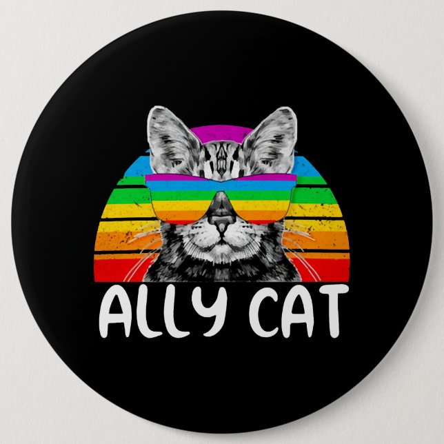 Ally Cat Rainbow Sunglasses LGBT Gay pride Knapp (Framsida)
