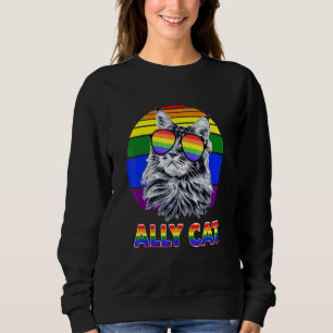 Ally Cat Rainbow Sunglasses Lgbt Gay pride T Shirt