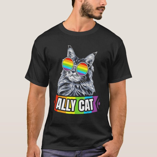 Ally Cat Rak LGBT Supporter Gay pride Ally Ra T Shirt (Framsida)