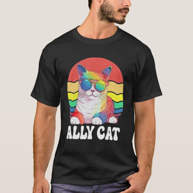 Ally Cat Straight LGBT Supporter Gay Pride Ally Ra T Shirt (Framsida)