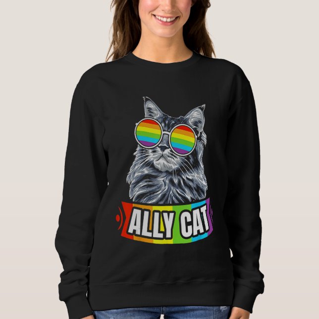 Ally Cat Straight LGBT Supporter Gay Pride Ally Ra T Shirt (Framsida)