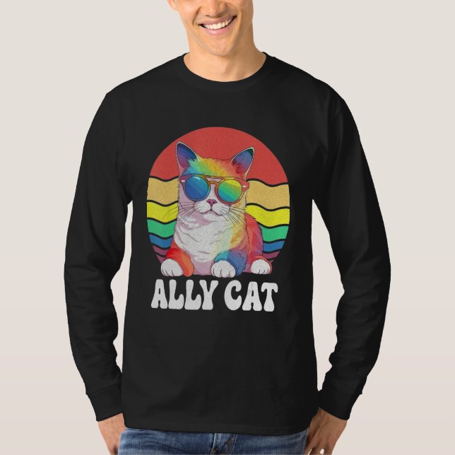 Ally Cat Straight LGBT Supporter Gay Pride Ally Ra T Shirt (Framsida)