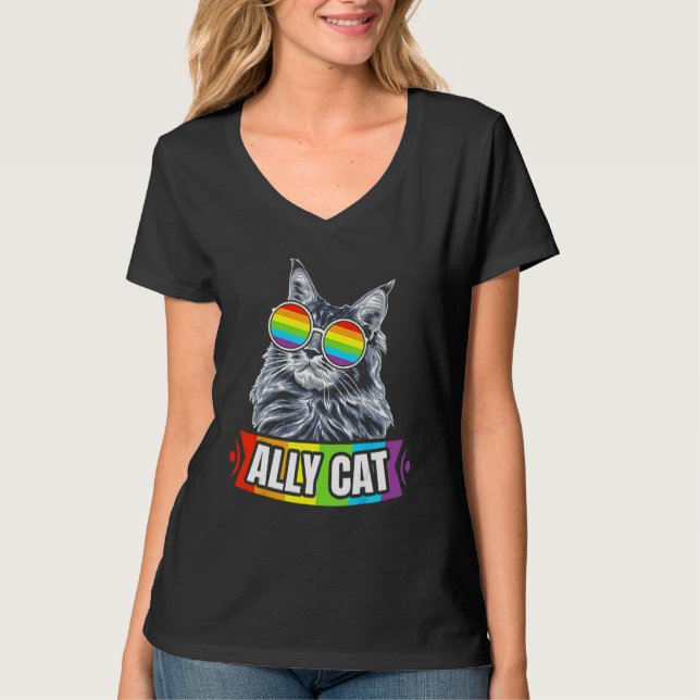 Ally Cat Straight LGBT Supporter Gay Pride Ally Ra T Shirt (Framsida)