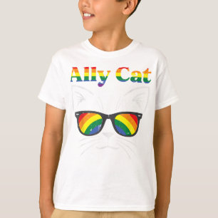 Ally Cat Sunglasses Gay Rainbow Pride HBT-stöd T Shirt