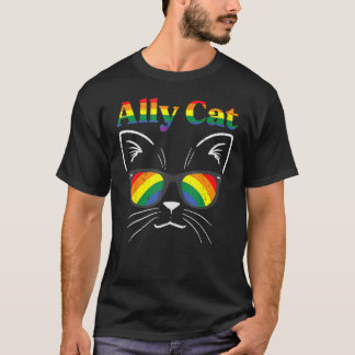 Ally Cat Sunglasses Gay Rainbow Pride LGBT Support T Shirt