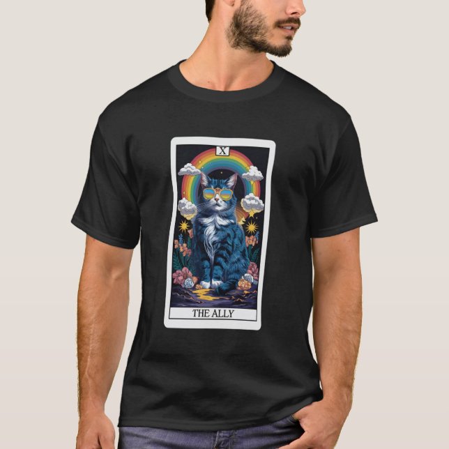 Ally Cat Tarot Card Pride Solglasögon T Shirt (Framsida)